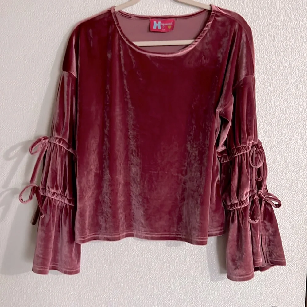 NWOT women’s velvet bow sleeves blouse - Picture 3 of 6